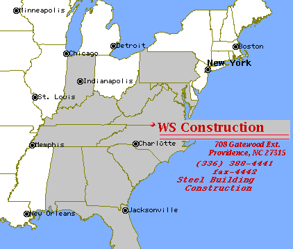 Map of WS Construction area of service